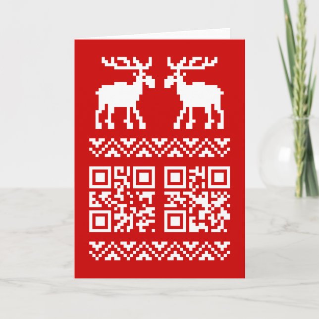 Ugly Christmas Sweater QR Code Happy New Year ! Holiday Card (Front)
