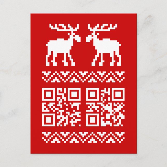 Ugly Christmas Sweater QR Code Happy New Year ! Holiday Postcard (Front)