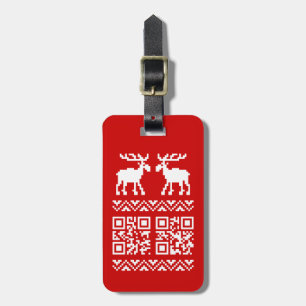 Ugly Christmas Sweater QR Code Happy New Year ! Luggage Tag
