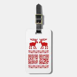 Ugly Christmas Sweater QR Code Happy New Year ! Luggage Tag