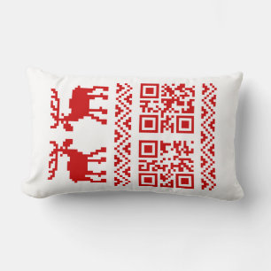 Ugly Christmas Sweater QR Code Happy New Year ! Lumbar Pillow