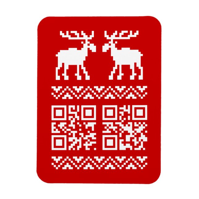 Ugly Christmas Sweater QR Code Happy New Year ! Magnet (Vertical)