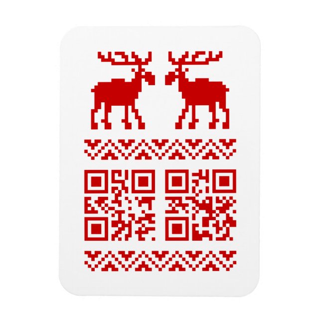 Ugly Christmas Sweater QR Code Happy New Year ! Magnet (Vertical)