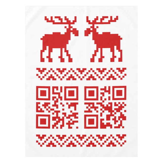 Ugly Christmas Sweater QR Code Happy New Year ! Tablecloth (Front)
