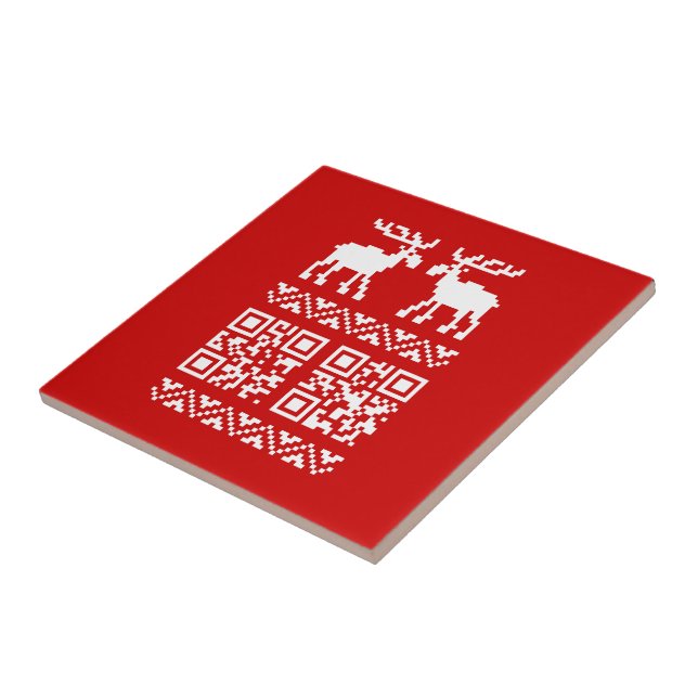 Ugly Christmas Sweater QR Code Happy New Year ! Tile (Side)