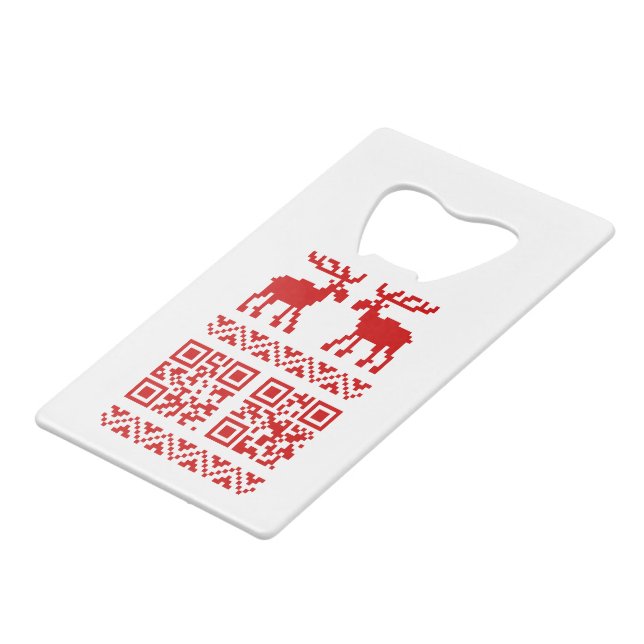 Ugly Christmas Sweater QR Code Happy New Year ! Wallet Bottle Opener (Front Angled)