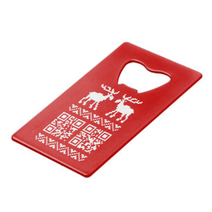 Ugly Christmas Sweater QR Code Happy New Year ! Wallet Bottle Opener
