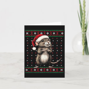 Ugly Christmas Sweater Rat Lover Santa Hat Funny H Card