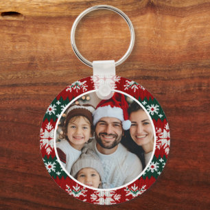 Ugly Christmas Sweater Red And Green Keychain
