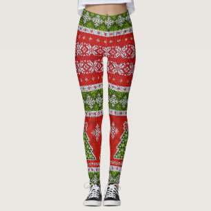 Ugly Christmas Sweater   Red Fair Isle Leggings