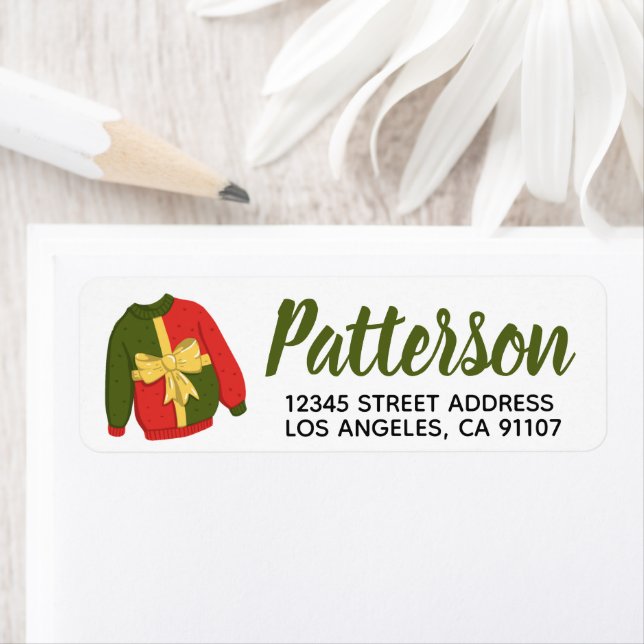 Ugly Christmas Sweater Return Address Label (Insitu)