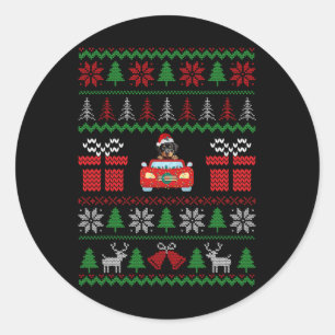 Ugly Christmas Sweater Rottweiler Xmas With Santa  Classic Round Sticker