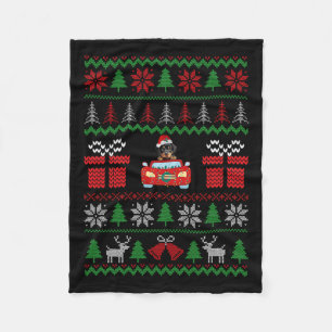 Ugly Christmas Sweater Rottweiler Xmas With Santa  Fleece Blanket