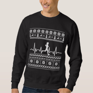 Ugly christmas sweater running run heartbeat