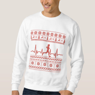 Ugly christmas sweater running run heartbeat