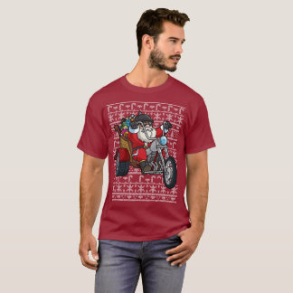 Ugly Christmas Sweater Santa Claus on Motorcycle