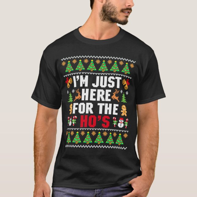 Ugly Christmas Sweater Santa I'm Just Here For The (Front)