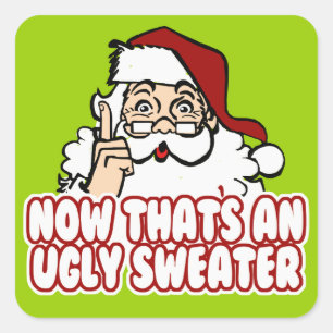 Ugly Christmas Sweater Santa Square Sticker