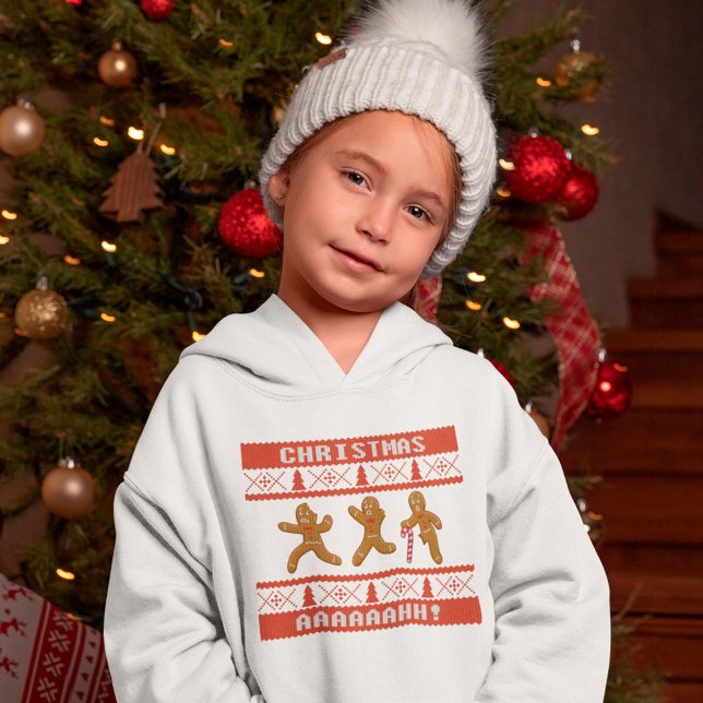 Ugly Christmas Sweater Scared Gingerbread Men Red (Creator Uploaded)