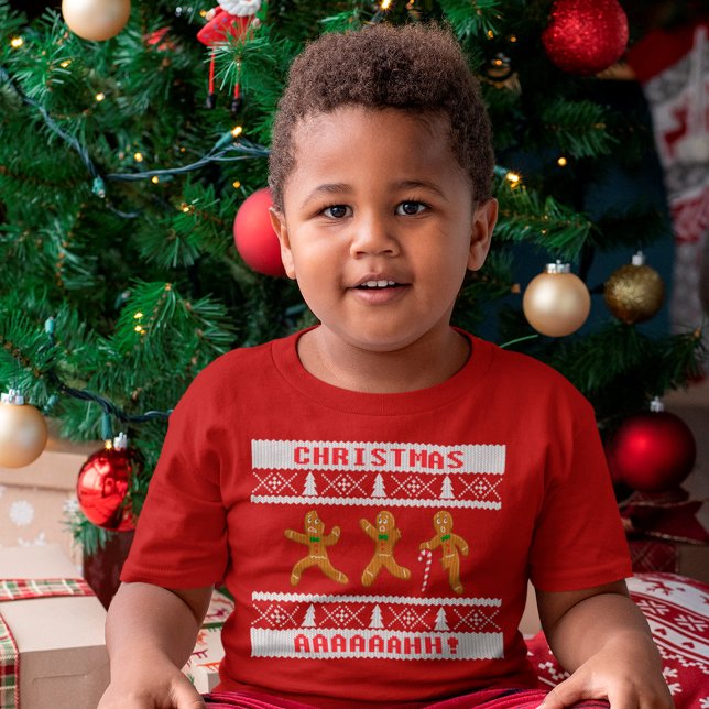 Ugly Christmas Sweater Scared Gingerbread Men Red (Creator Uploaded)