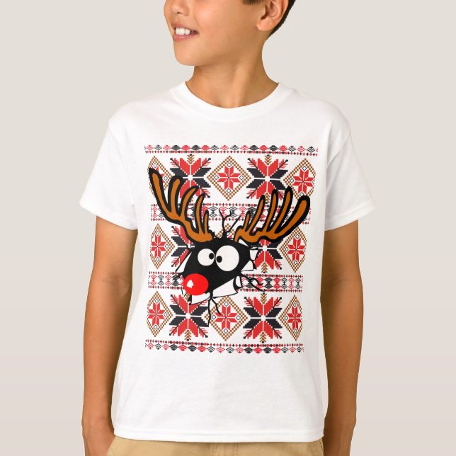 Ugly Christmas Sweater Shirt crashing thru (Front)