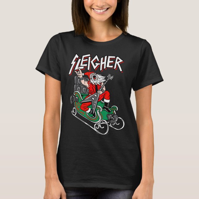 Ugly Christmas Sweater Sleigher Heavy Metal Santa  (Front)