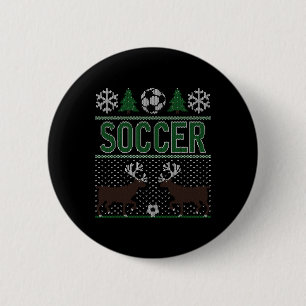 Ugly Christmas Sweater Soccer 2 Inch Round Button