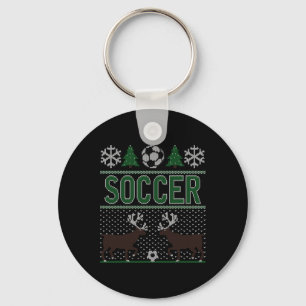 Ugly Christmas Sweater Soccer Keychain