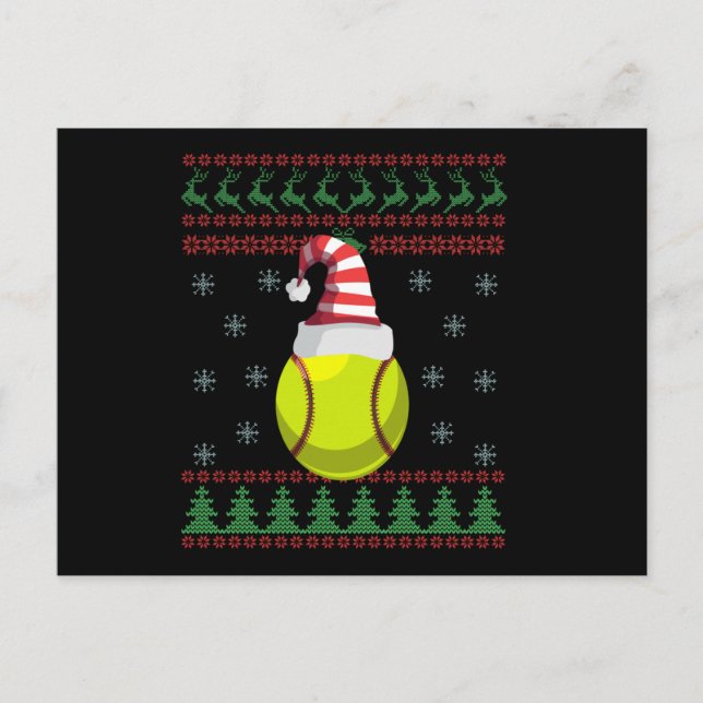 Ugly Christmas Sweater Softball Sport Lovers Gift Postcard (Front)