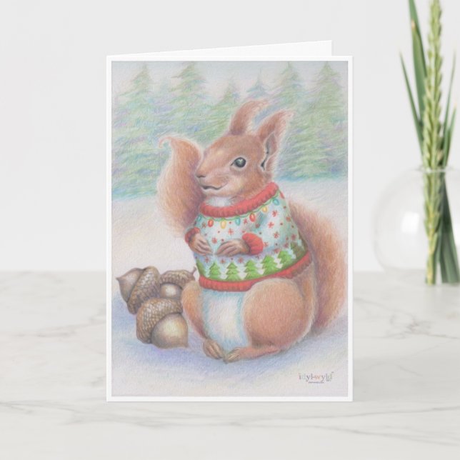 Ugly Christmas Sweater Squirrel Card by idyl-wyld (Front)