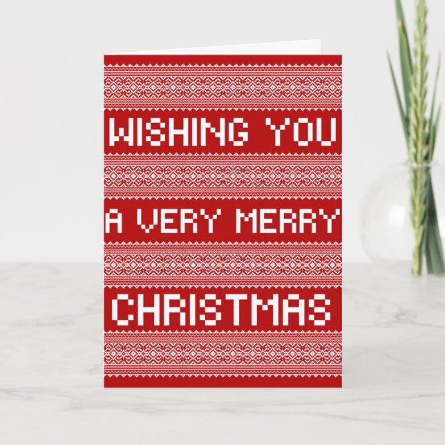 Ugly Christmas Sweater Style Merry Christmas Card (Front)