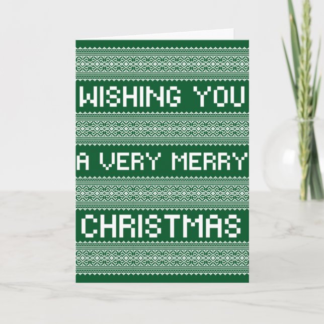Ugly Christmas Sweater Style Merry Christmas Card (Front)