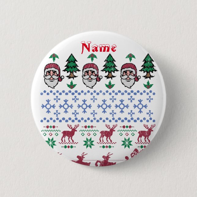 Ugly Christmas Sweater-Style Thunder_Cove 2 Inch Round Button (Front)