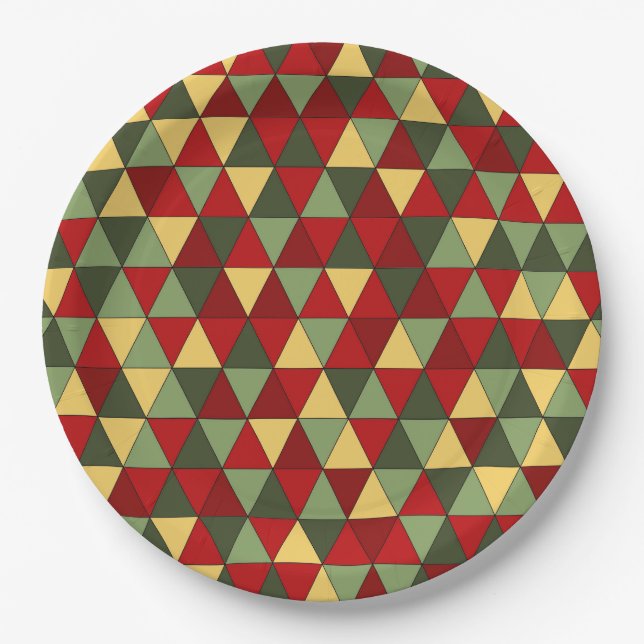 Ugly Christmas sweater theme triangles paper plate (Front)