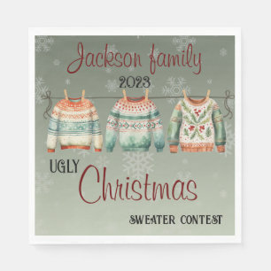 Ugly Christmas Sweater Themed Custom Napkins