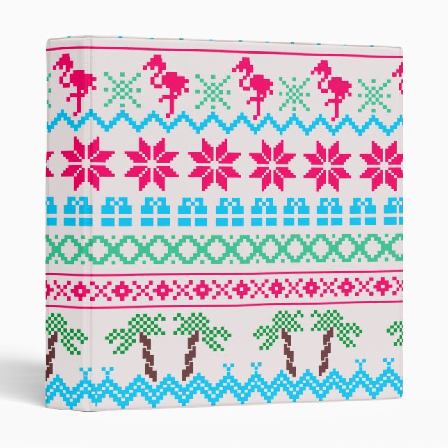 Ugly Christmas Sweater Tropical Flamingo Binder (Front/Spine)