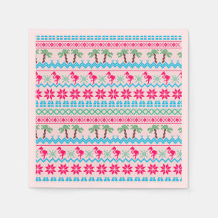 Ugly Christmas Sweater Tropical Flamingo Napkin