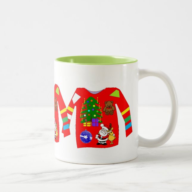 Ugly Christmas Sweater Two-Tone Coffee Mug (Right)