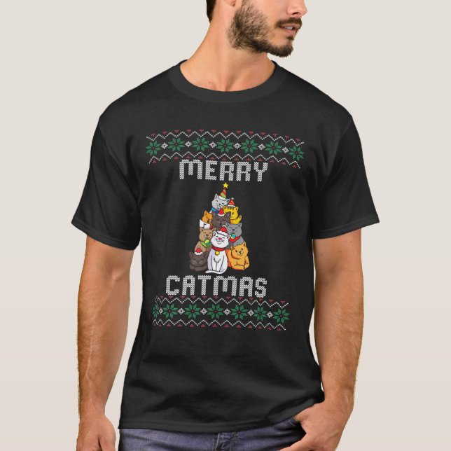 Ugly Christmas Sweater Ugly Sweater Cats Merry Cat (Front)