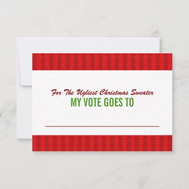 Ugly Christmas Sweater Voting Ballot Card (Back)
