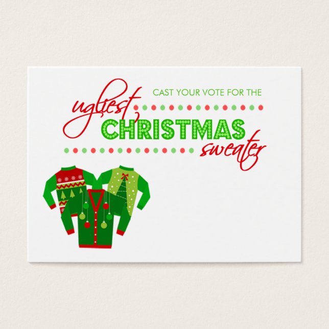 Ugly Christmas Sweater Voting Ballot Card (Front)