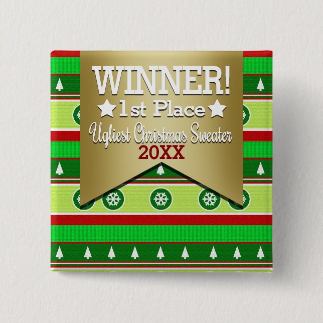 Ugly Christmas Sweater Winner Button (Front)