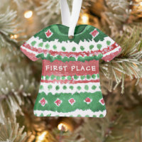 Ugly Christmas Sweater Winner Green Red Watercolor