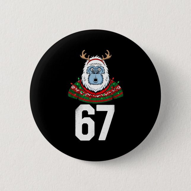 Ugly Christmas Sweater Yeti Gorilla Reindeer 67  2 Inch Round Button (Front)