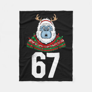 Ugly Christmas Sweater Yeti Gorilla Reindeer 67  Fleece Blanket
