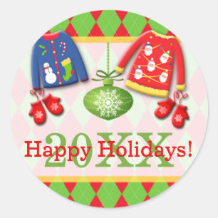 Ugly Christmas Sweaters Happy Holidays Sticker
