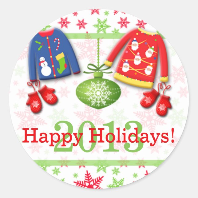 Ugly Christmas Sweaters Happy Holidays Sticker 3 (Front)