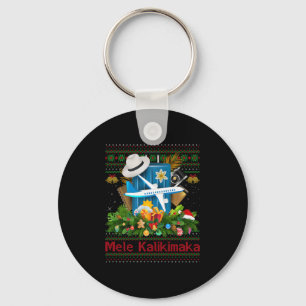 Ugly Christmas Sweaters Hawaiian Vacation Mele Kal Keychain