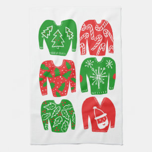 Ugly Christmas Sweaters Holiday Pattern Kitchen Towel