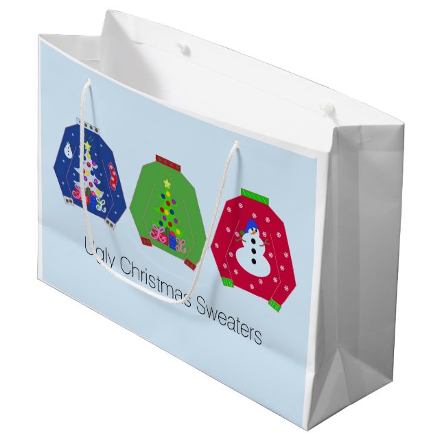 Ugly Christmas Sweaters Large Gift Bag (Front Angled)